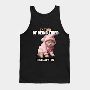 Cute Sleepy Kitten Tank Top